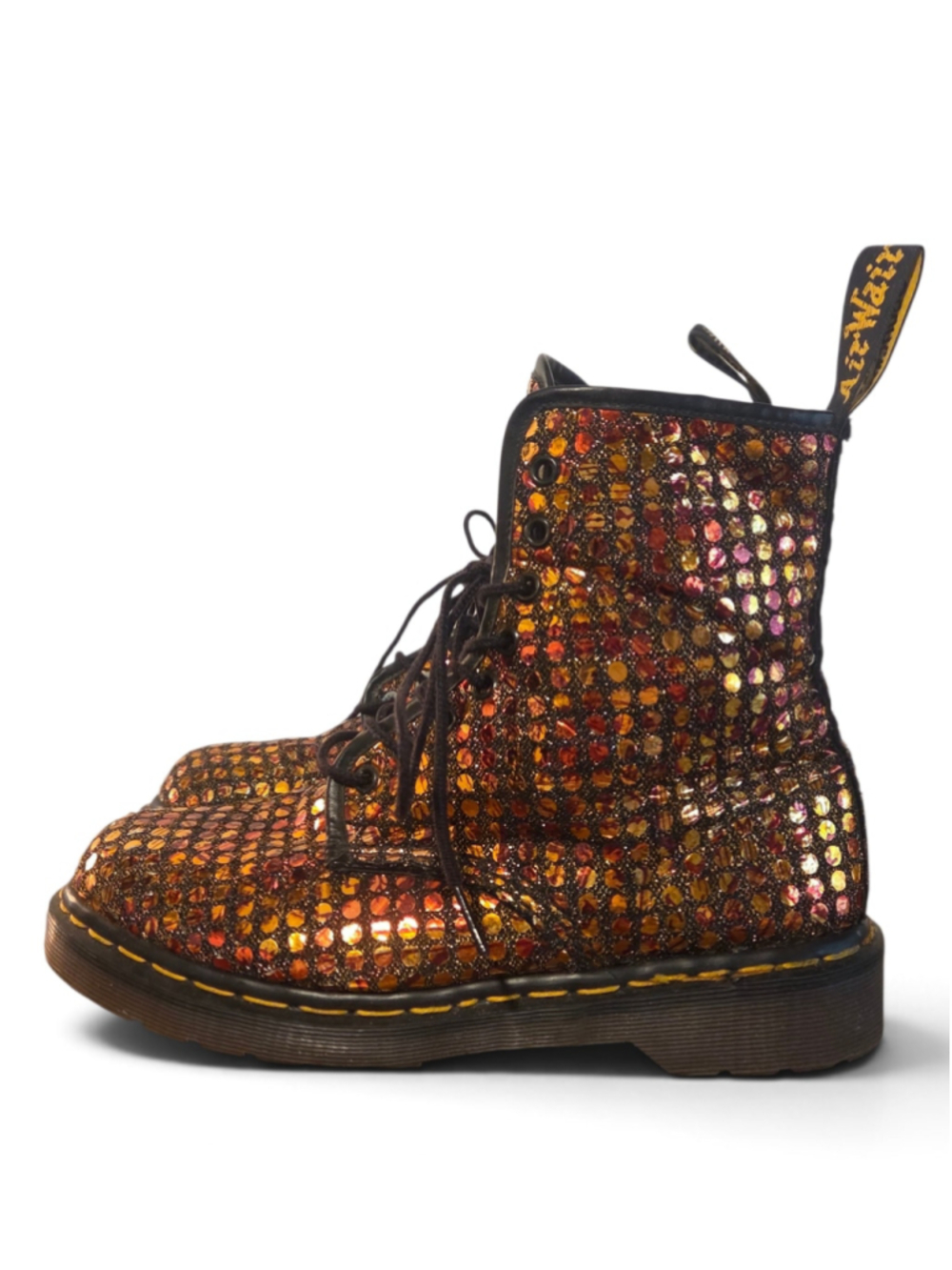 Dr. Martens Rare VTG 90s MIE Bronze Sequin Glitter Metallic Boots England 8 - Picture 12 of 17